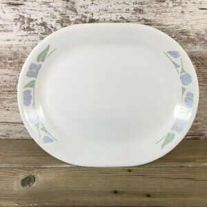 Corelle Friendship Oval Platter 12 1/4" Blue Floral Pattern